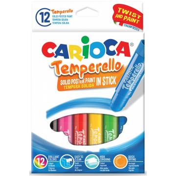Carioca plakkaatverfsticks Temperello, doos van 12 stuks in geassorteerde kleuren