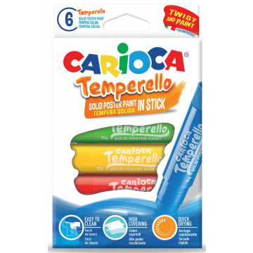 Carioca plakkaatverfsticks Temperello, doos van 6 stuks in geassorteerde kleuren