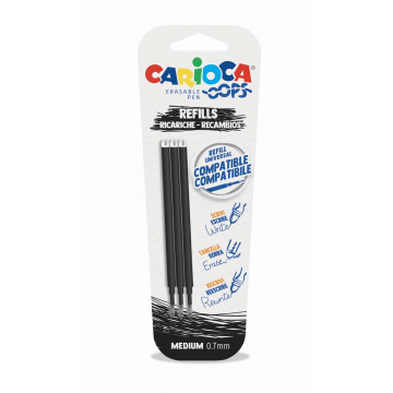 Carioca Oops navulling, medium, zwart, blister van 3 stuks