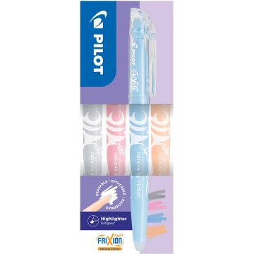 Pilot FriXion Light markeerstift Natural, doos van 4 stuks: grijs, koraal, hemelsblauw, lichtoranje