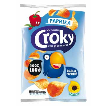 Croky chips paprika, zakje van 100 gram