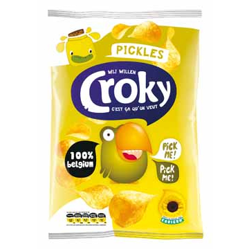 Croky chips pickles, zakje van 100 gram