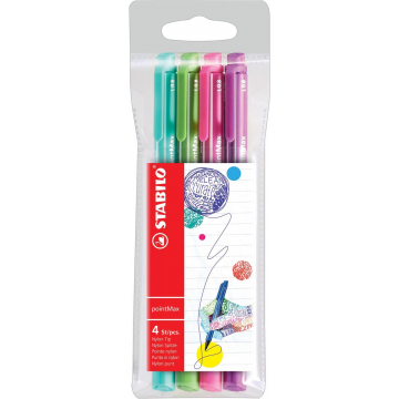 Stabilo schrijfstift Point Max, etui met 4 stuks in geassorteerde fun kleuren