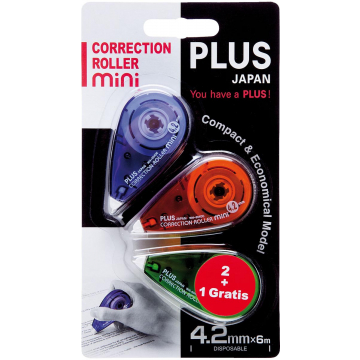 Plus mini correctieroller, 2 + 1 gratis, op blister