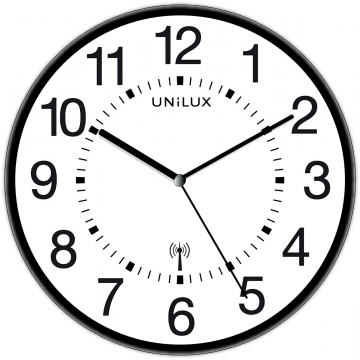 Unilux wandklok Wave, radiogestuurd, diameter 30 cm, zwart/wit