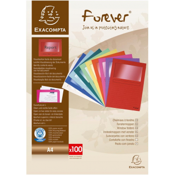 Exacompta L-map Forever, voor ft A4, pak van 100 stuks, geassorteerde kleuren