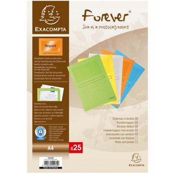 Exacompta L-map Forever, voor ft A4, pak van 25 stuks, geassorteerde kleuren