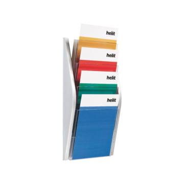Folderhouder Helit wand 4x A4 zilver