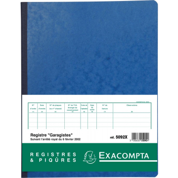 Exacompta register garagist en pomphouder, Franstalig