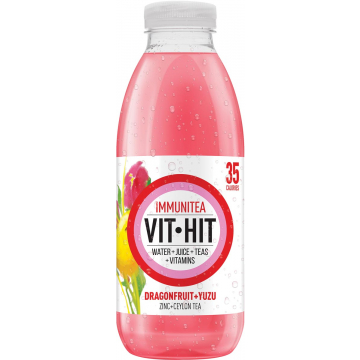 Vit Hit vitaminedrank Immunitea Dragon Fruit, flesje van 50 cl, pak van 12 stuks