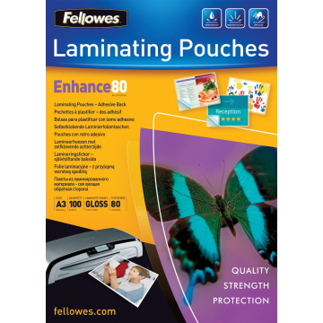 Fellowes lamineerhoes zelfklevend ft A3, 160 micron (2 x 80 micron), pak van 100 stuks