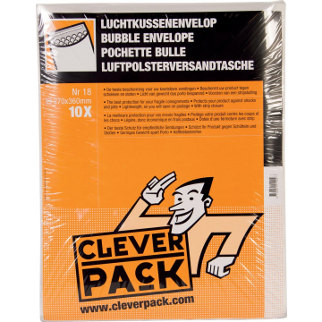 Cleverpack luchtkussenenveloppen, ft 270 x 360 mm, met stripsluiting, wit, pak van 10 stuks