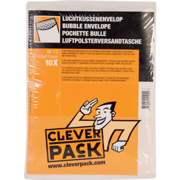 Cleverpack luchtkussenenveloppen, ft 150 x 215 mm, met stripsluiting, wit, pak van 10 stuks