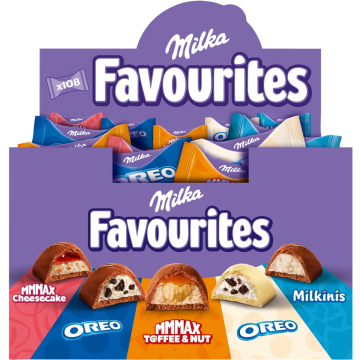 Milka Favourites chocolade, doos van 106 stuks (1 kg)