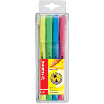 Stabilo markeerstift Flash, etui van 4 stuks in geassorteerde kleuren