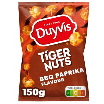 Duyvis nootjes Tiger Nuts barbecue paprika, zakje van 150 gram