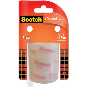 Scotch plakband Cristal Clear tape, 19 mm x 25 m, 3 rollen