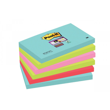 Post-it Super Sticky notes Miami, ft 76 x 127 mm, 90 vel, pak van 6 blokken 