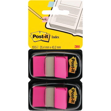 Post-It Index Standaard, Duo Pack, ft 25,4 x 43,2 mm, 50 tabs per dispenser