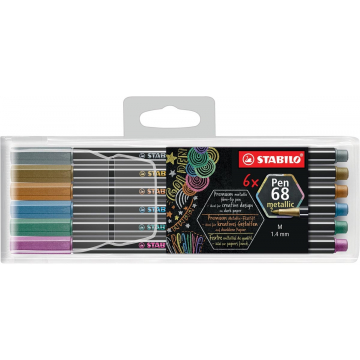 Stabilo viltstift Pen 68 Metallic, 6 kleuren, etui van 6 stuks