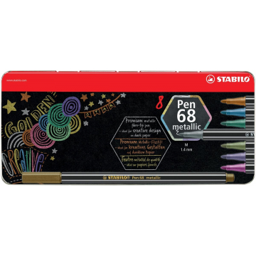 Stabilo viltstift Pen 68 Metallic, 8 kleuren, doos van 8 stuks