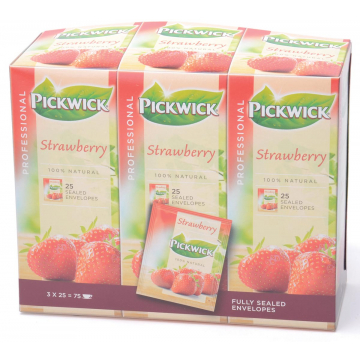 Pickwick thee, aardbei, pak van 25 stuks