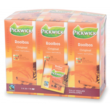 Pickwick thee, rooibos, fairtrade, pak van 25 stuks