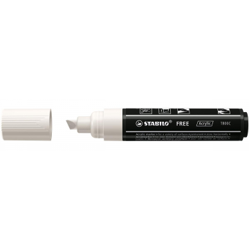 STABILO free acrylmarker T800, schuine punt, 4-10 mm, wit