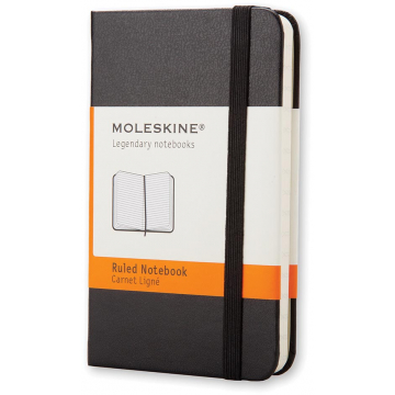 Moleskine notitieboek, ft 9 x 14 cm, gelijnd, harde cover, 192 bladzijden, zwart