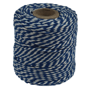 Katoentouw, blauw-wit, klos van 50 g, ongeveer 45 m