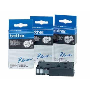 Brother TC tape voor P-Touch 12 mm, zwart op wit