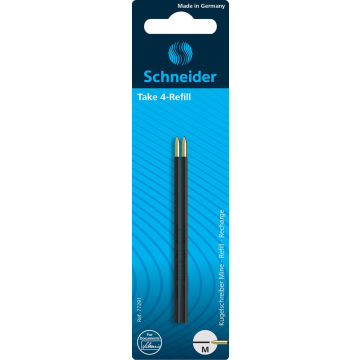 Schneider balpenvulling Take 4, zwart, étui van 2 stuks