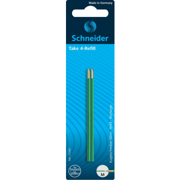 Schneider balpenvulling Take 4, groen, étui van 2 stuks