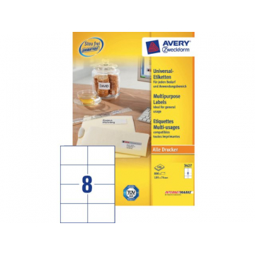 Etiket Avery Zweckform 3427 105x74mm wit 800stuks