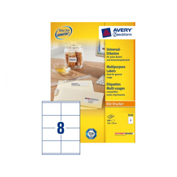 Etiket Avery Zweckform 3426 105x70mm wit 800stuks