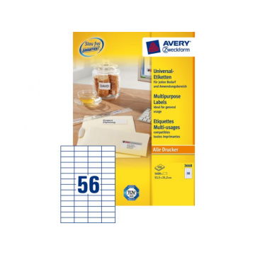 Etiket Avery Zweckform 3668 52.5x21.2mm wit 5600stuks