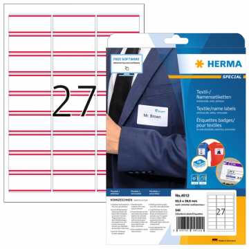 Naambadge etiket HERMA 4512 63.5x29.6mm wit/rood