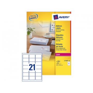Etiket Avery L7160-100 63.5x38.1mm wit 2100stuks