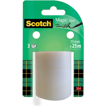 Scotch plakband Magic tape, 19 mm x 25 m, 3 rollen