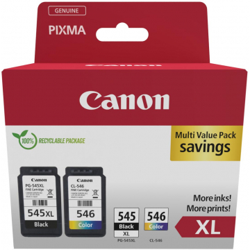 Canon photo value pack 1 x PG-545XL + 1 x CL-546XL, 300 - 400 pagina's, OEM 8286B012, 4 kleuren