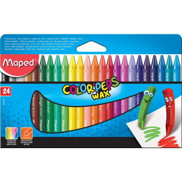 Maped waskrijt Color'Peps, doos van 24 stuks in geassorteerde kleuren