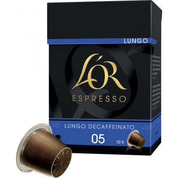 Douwe Egberts capsules voor espressomachines L'Or, Decaffeïnato, pak van 10 capsules