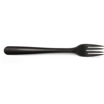 Folia vork, herbruikbaar, uit CPLA, 19 cm, zwart, pak van 50 stuks