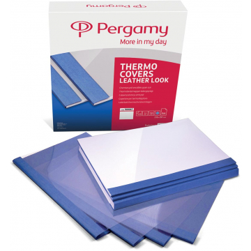 Pergamy thermische omslagen ft A4, 6 mm, pak van 100 stuks, leder blauw