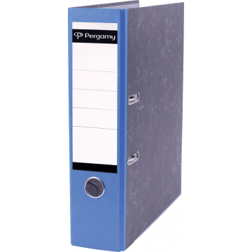 Pergamy ordner, voor ft A4, uit karton, rug van 8 cm, gewolkt blauw