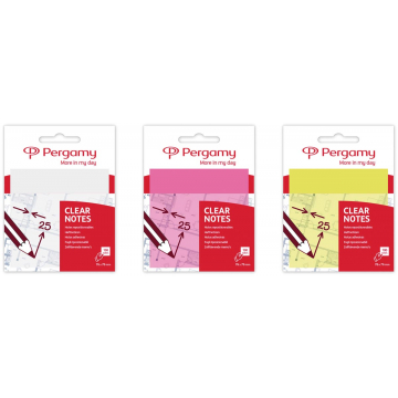 Pergamy transparante notes, ft 76 x 76 mm, 50 vel, roze