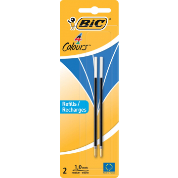 Bic vulling voor balpen 4 Colours Medium, blister met 2 stuks, blauw