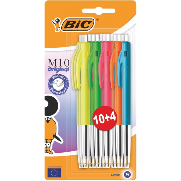 Bic balpen M10 Original Ultracolours, blister van 10 + 4 gratis