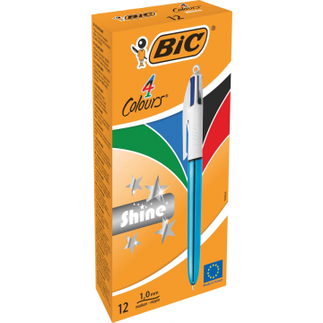 Bic balpen 4 Colour Shine, blauw