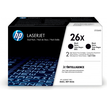 HP toner 26X zwart, pagina's - OEM: CF226XD, pak van 2 stuks